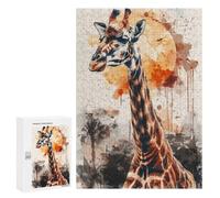 Puzzles for Teenagerss 300 PCS Giraffe Sun Watercolor Jigsaw Puzzle Fun Games Pattern Assembly Unique Birthday And Xmas Gifts 300 PCS