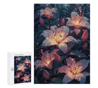 Puzzles for Teenagerss 300 PCS Glowing Lilies in The Night Adult Jigsaw Puzzle Toy Wall Decor Difficult Challenge Christmas Birthday Gifts 300 PCS