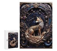 Puzzles for Teenagerss 300 PCS Golden Red Steampunk Fox Jigsaw Puzzle Toy Wall Decor Home Decoration Unique Birthday And Xmas Gifts 300 PCS