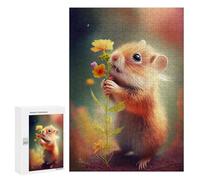 Puzzles for Teenagerss 300 PCS Guinea Pig with A Flower Jigsaws for Adults Relaxing Games Difficult Challenge Fun Activities at Home 300 PCS
