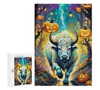 Puzzles for Teenagerss 300 PCS Halloween Bull in Forest Teenagers Puzzles Relaxing Games Presents for Women Fun Activities at Home 300 PCS