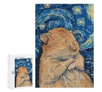 Puzzles for Teenagerss 300 PCS Hamster in Starry Night Style Adult Jigsaw Puzzle Toy Wall Decor Difficult Challenge Christmas Birthday Gifts 300 PCS