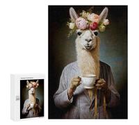 Puzzles for Teenagerss 300 PCS Lady Llama Coffee Adult Jigsaw Puzzle Relaxing Games Wall Decoration Fun Activities at Home 300 PCS