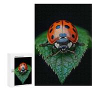 Puzzles for Teenagerss 300 PCS Ladybug on Leaf Macro Shot Jigsaw Puzzle Relax Games Perfect Decoration Unique Birthday And Xmas Gifts 300 PCS