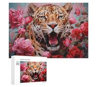 Puzzles for Teenagerss 300 PCS Leopard Amidst Flowers Jigsaw for Adults Relax Games Perfect Decoration Fun Activities at Home 300 PCS