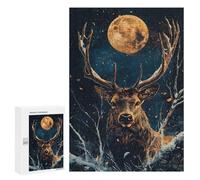 Puzzles for Teenagerss 300 PCS Majestic Deer Under Full Moon Adult Jigsaw Puzzle Toy Wall Decor Difficult Challenge Christmas Birthday Gifts 300 PCS
