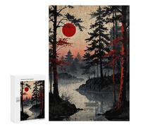 Puzzles for Teenagerss 300 PCS Misty Red Moon Adult Jigsaw Puzzle Relaxing Games Wall Decoration Fun Activities at Home 300 PCS