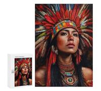 Puzzles for Teenagerss 300 PCS Native American Woman Portrait Jigsaws for Adults Relaxing Games Difficult Challenge Fun Activities at Home 300 PCS
