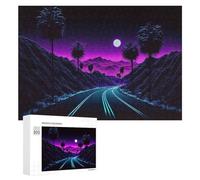 Puzzles for Teenagerss 300 PCS Neon Desert Highway Teenagers Puzzles Relaxing Games Presents for Women Fun Activities at Home 300 PCS