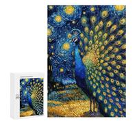 Puzzles for Teenagerss 300 PCS Peacock Under Starry Night Adult Jigsaw Puzzle Toy Wall Decor Difficult Challenge Christmas Birthday Gifts 300 PCS