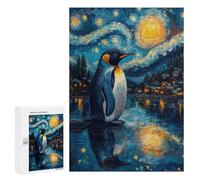 Puzzles for Teenagerss 300 PCS Penguin Under Starry Night Adult Jigsaw Puzzle Toy Wall Decor Difficult Challenge Christmas Birthday Gifts 300 PCS