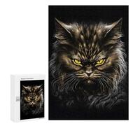 Puzzles for Teenagerss 300 PCS Pluffy Cat Black Gold Jigsaw Puzzle Fun Games Pattern Assembly Unique Birthday And Xmas Gifts 300 PCS