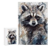 Puzzles for Teenagerss 300 PCS Raccoon Watercolor Jigsaw Puzzle Fun Games Pattern Assembly Unique Birthday And Xmas Gifts 300 PCS