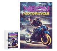 Puzzles for Teenagerss 300 PCS Retro Neon Motorcycle Jigsaws for Adults Relaxing Games Difficult Challenge Fun Activities at Home 300 PCS