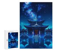 Puzzles for Teenagerss 300 PCS Serene Night Temple Reflections Jigsaw Puzzle Relax Games Perfect Decoration Unique Birthday And Xmas Gifts 300 PCS
