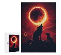 Puzzles for Teenagerss 300 PCS Silhouette Wolf Sunset Adult Jigsaw Puzzle Relaxing Games Wall Decoration Fun Activities at Home 300 PCS