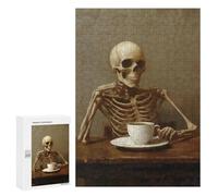Puzzles for Teenagerss 300 PCS Skeleton with Coffee Jigsaws for Adults Relaxing Games Difficult Challenge Fun Activities at Home 300 PCS