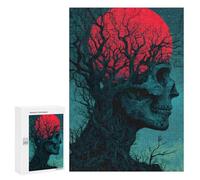 Puzzles for Teenagerss 300 PCS Skull Tree with Red Moon Jigsaws for Adults Relaxing Games Difficult Challenge Fun Activities at Home 300 PCS
