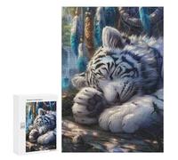 Puzzles for Teenagerss 300 PCS Sleeping White Tiger Adult Jigsaw Puzzle Toy Wall Decor Difficult Challenge Christmas Birthday Gifts 300 PCS