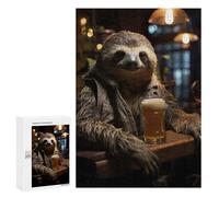 Puzzles for Teenagerss 300 PCS Sloth Sipping Beer Art Jigsaws for Adults Relaxing Games Difficult Challenge Fun Activities at Home 300 PCS