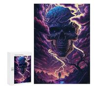 Puzzles for Teenagerss 300 PCS Spooky Skull Lightning Scene Jigsaw Puzzle Relax Games Perfect Decoration Unique Birthday And Xmas Gifts 300 PCS
