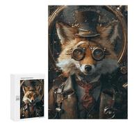 Puzzles for Teenagerss 300 PCS Steampunk Animal Fox Jigsaw Puzzle Toy Wall Decor Home Decoration Unique Birthday And Xmas Gifts 300 PCS