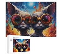 Puzzles for Teenagerss 300 PCS Steampunk Rat in A Cosmic Storm Teenagers Puzzles Relaxing Games Presents for Women Fun Activities at Home 300 PCS