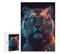 Puzzles for Teenagerss 300 PCS Stylish Tiger with Glasses Jigsaw Puzzle Relax Games Perfect Decoration Unique Birthday And Xmas Gifts 300 PCS