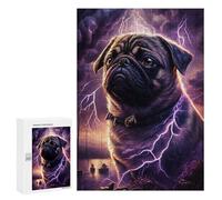 Puzzles for Teenagerss 300 PCS Thunderous Pug Majesty -1 Jigsaw Puzzle Relax Games Perfect Decoration Unique Birthday And Xmas Gifts 300 PCS