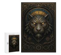 Puzzles for Teenagerss 300 PCS Tiger Head in Chains - Gothic Fantasy Warrior Poster Jigsaw Puzzle Relax Games Perfect Decoration Unique Birthday And Xmas Gifts 300 PCS