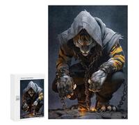 Puzzles for Teenagerss 300 PCS Tiger Warrior in Chains Art Print Jigsaw Puzzle Relax Games Perfect Decoration Unique Birthday And Xmas Gifts 300 PCS