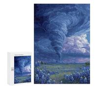 Puzzles for Teenagerss 300 PCS Tornado over Bluebonnet Field Jigsaw Puzzle Brain Teaser Game Birthday Present Fun at Home Activities, 300 PCS