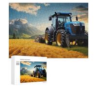 Puzzles for Teenagerss 300 PCS Tractor in Golden Field with Mountains Jigsaw for Adults Relax Games Perfect Decoration Fun Activities at Home 300 PCS