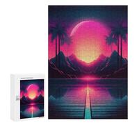 Puzzles for Teenagerss 300 PCS Tropical Synthwave Scenery Adult Jigsaw Puzzle Relaxing Games Wall Decoration Fun Activities at Home 300 PCS