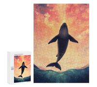 Puzzles for Teenagerss 300 PCS Whale Leaping Sunset Adult Jigsaw Puzzle Toy Wall Decor Difficult Challenge Christmas Birthday Gifts 300 PCS