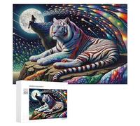 Puzzles for Teenagerss 300 PCS Whispering Moonlit Dreams A Tiger's Journey Through Starry Night Landscapes Jigsaw for Adults Relax Games Perfect Decoration Fun Activities at Home 300 PCS