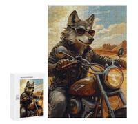 Puzzles for Teenagerss 300 PCS Wolf Biker in Desert Landscape Jigsaw Puzzle Toy Wall Decor Home Decoration Unique Birthday And Xmas Gifts 300 PCS