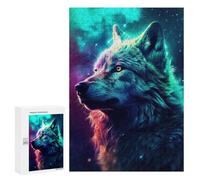 Puzzles for Teenagerss 300 PCS Wolf Night Galaxy Aurora Jigsaws for Adults Relaxing Games Difficult Challenge Fun Activities at Home 300 PCS