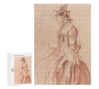 Puzzles for Teenagerss 300 PCS Woman in A Hat Drawing Jigsaws for Adults Relaxing Games Difficult Challenge Fun Activities at Home 300 PCS