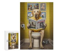 Puzzles for Teenagerss 300 PCS Yellow Labrador Toilet Jigsaws for Adults Relaxing Games Difficult Challenge Fun Activities at Home 300 PCS