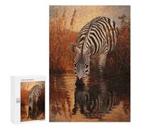 Puzzles for Teenagerss 300 PCS Zebra Drinking at Sunset Jigsaws for Adults Relaxing Games Difficult Challenge Fun Activities at Home 300 PCS