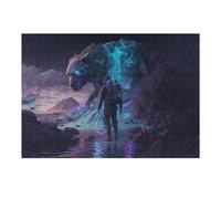 Puzzles for Teenagerss 38x26cm/1000pcs Alien Explorer Encounters Glowing Beast Jigsaw Puzzle Anti-Stress Toys Perfect Decoration Fun at Home Activities, 38x26cm/1000pcs