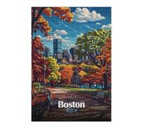 Puzzles for Teenagerss 38x26cm/1000pcs Boston Skyline Autumn Puzzles for Adults Brain Teaser Game Precision Cutting Fun at Home Activities, 38x26cm/1000pcs