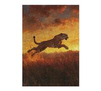 Puzzles for Teenagerss 38x26cm/1000pcs Cheetah Leap at Sunset Jigsaw Puzzle Hands-on Game Staycation Kill Time Challenging Game Gifts 38x26cm/1000pcs