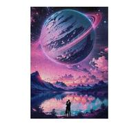 Puzzles for Teenagerss 38x26cm/1000pcs Couple Under Saturn Planet Puzzle for Adults Family Game Perfect Decoration Christmas Birthday Gifts 38x26cm/1000pcs