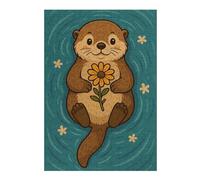 Puzzles for Teenagerss 38x26cm/1000pcs Floating Otter with A Flower Puzzles for Adults Brain Teaser Game Precision Cutting Fun at Home Activities, 38x26cm/1000pcs