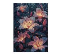 Puzzles for Teenagerss 38x26cm/1000pcs Glowing Lilies in The Night Puzzles for Adults Brain Teaser Game Precision Cutting Fun at Home Activities, 38x26cm/1000pcs