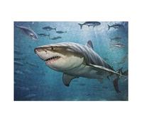Puzzles for Teenagerss 38x26cm/1000pcs Great White Shark in Deep Blue Waters Jigsaw for Adults Relax Games Perfect Decoration Fun Activities at Home 38x26cm/1000pcs