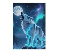 Puzzles for Teenagerss 38x26cm/1000pcs Howling Wolf Moonlight Puzzles for Adults Brain Teaser Game Precision Cutting Fun at Home Activities, 38x26cm/1000pcs