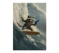 Puzzles for Teenagerss 38x26cm/1000pcs Rocket Raccoon Surfing Jigsaw Puzzle Hands-on Game Staycation Kill Time Challenging Game Gifts 38x26cm/1000pcs